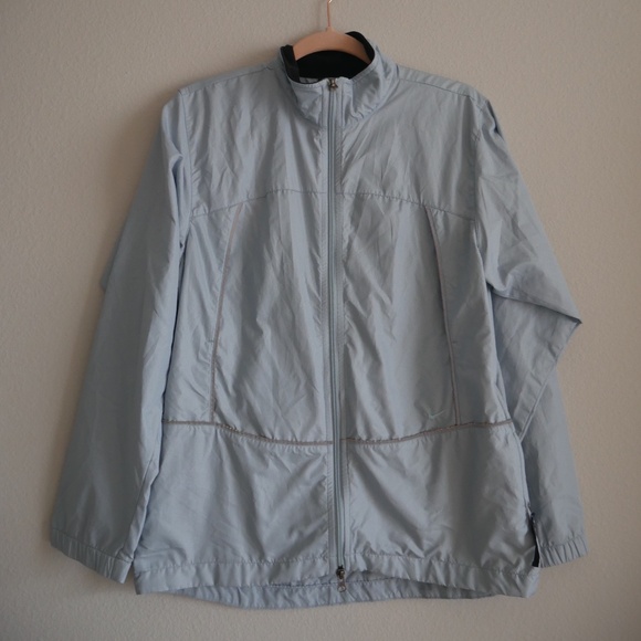 Nike Windbreaker Jacket Size Small Full Zip Teal Light Blue Running Reflective - Picture 1 of 8